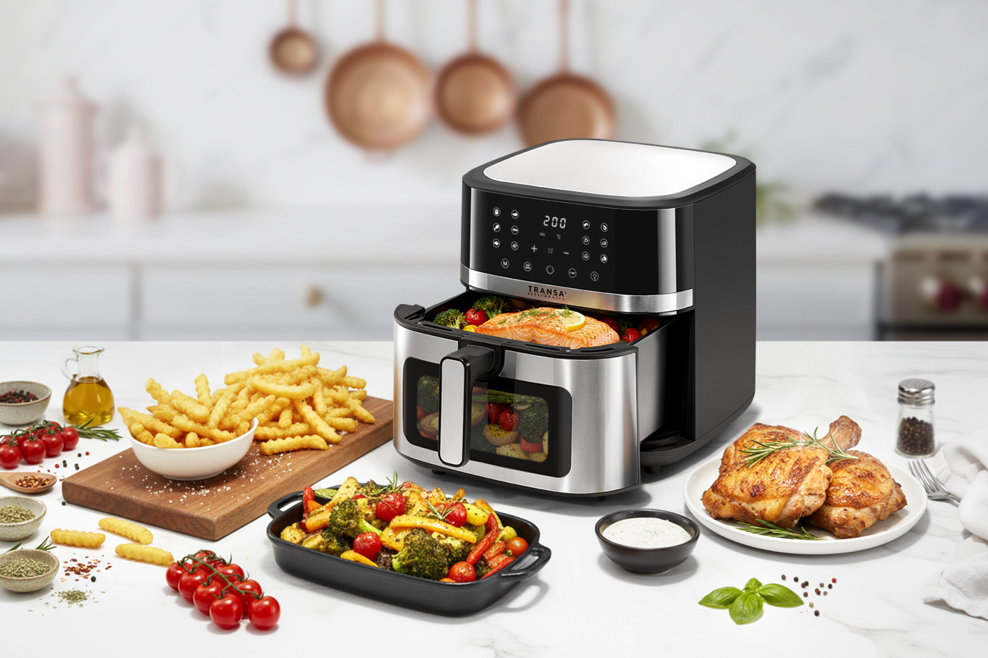 Frytkownica beztłuszczowa ViewFry 8L 2200W Transa Electronics